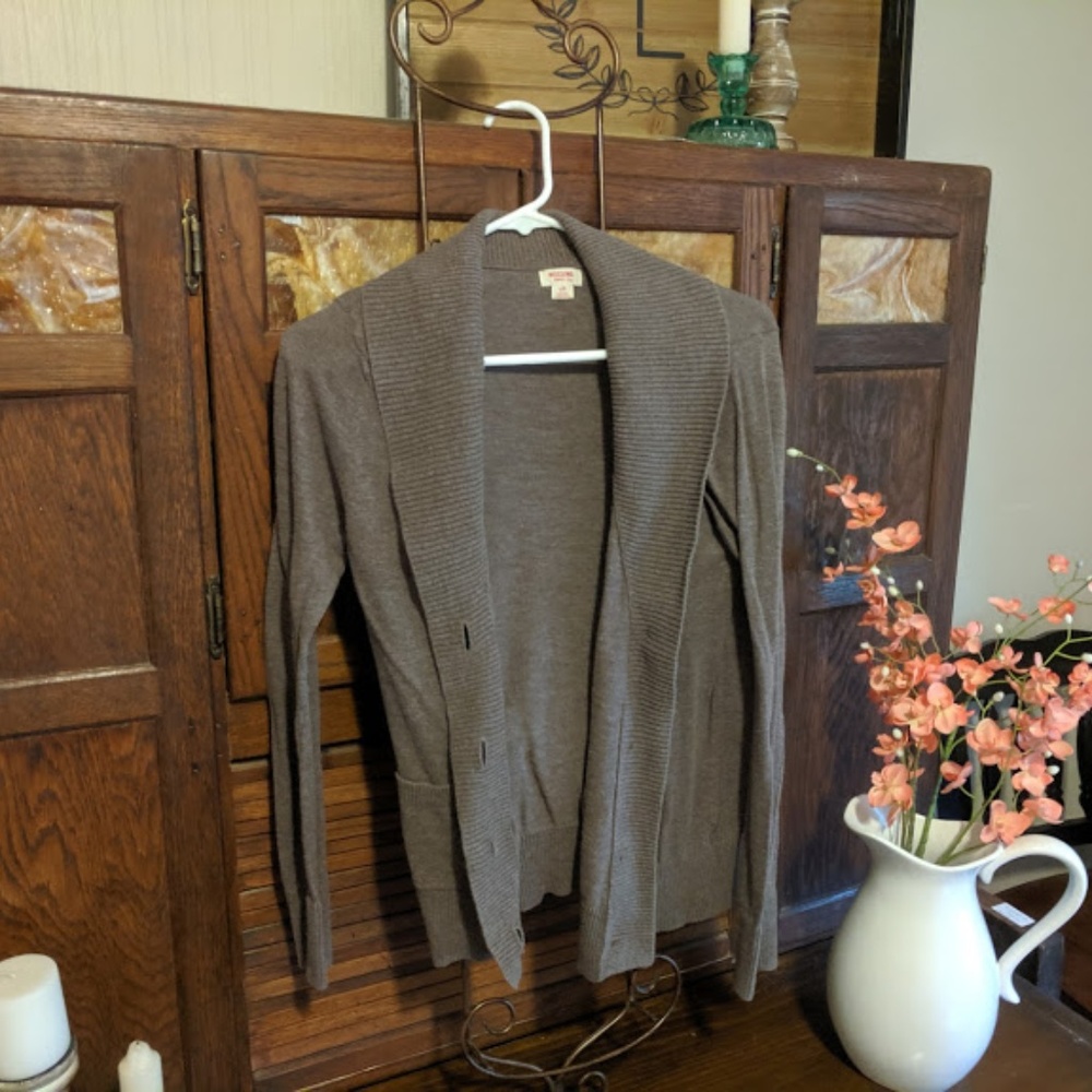 Mossimo Brown Button Up Sweater (L)
